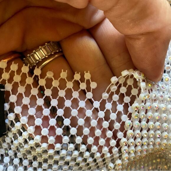 Santa Brands Feather trim Crystal Top Mesh white sheer party resort Revolve NWT - Picture 13 of 14